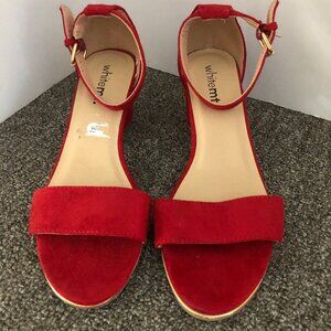 White Mt. Red Suede Heels